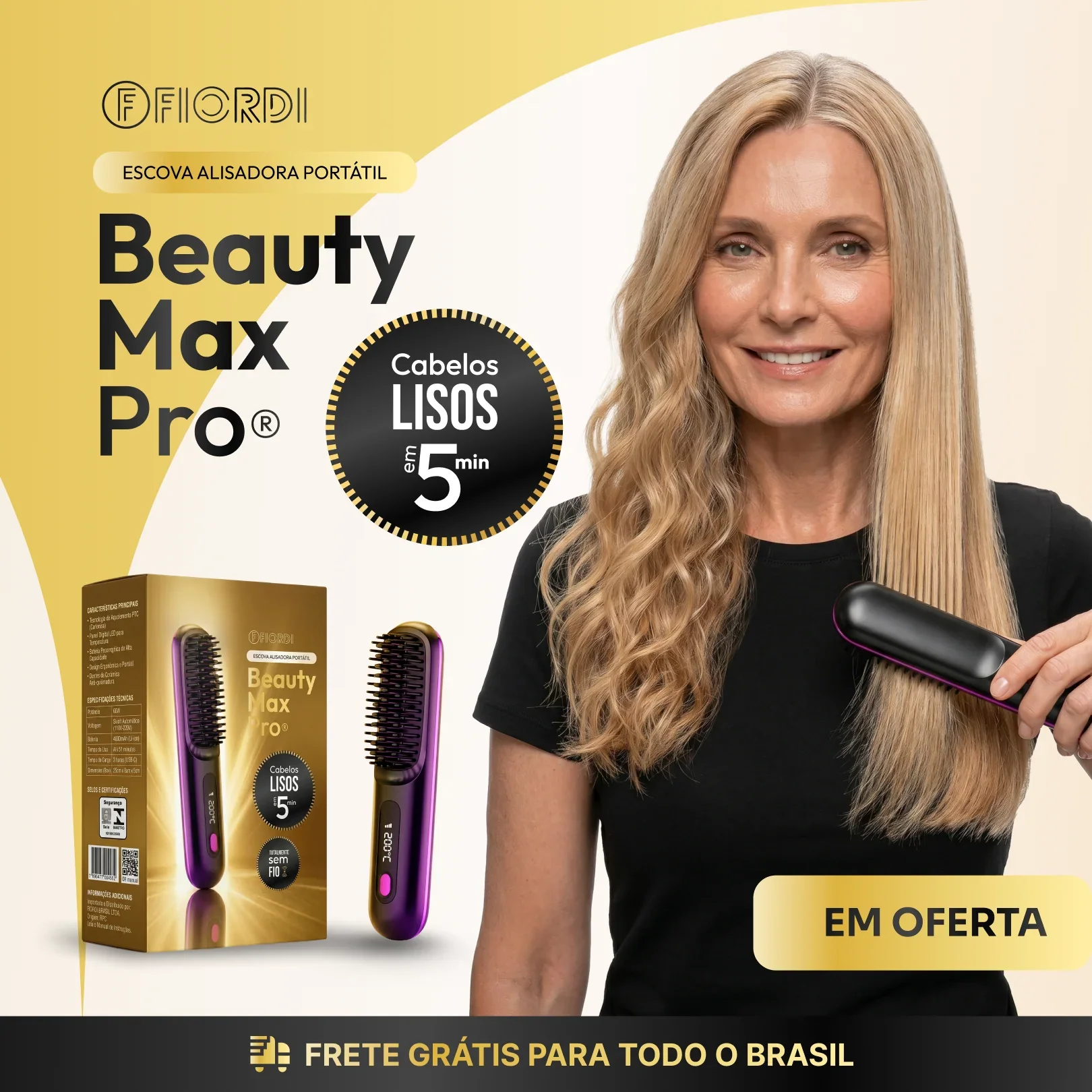 Escova Alisadora Portátil - BeautyMax Pro®