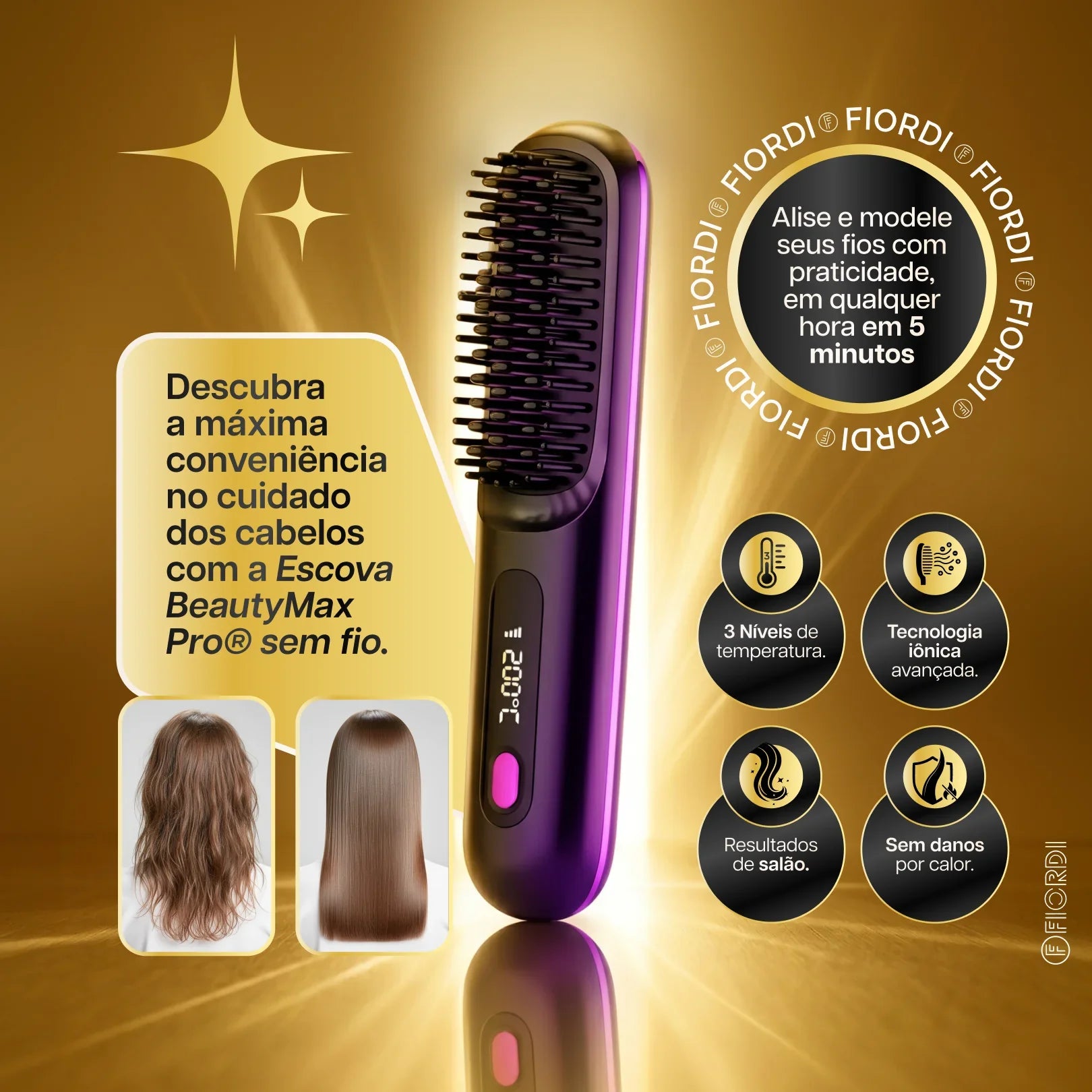 Escova Alisadora Portátil - BeautyMax Pro®