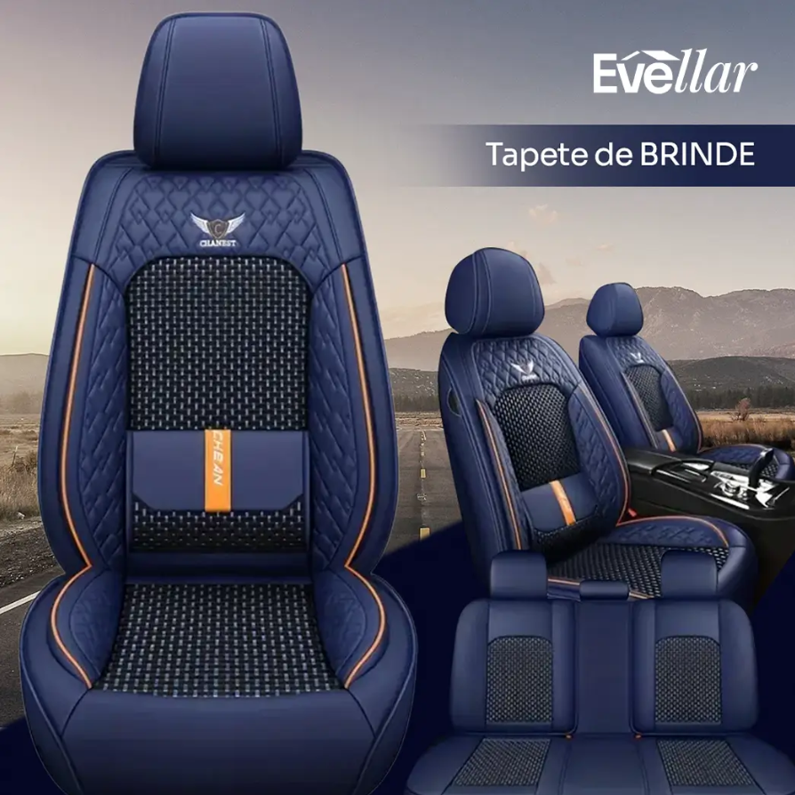 KIT CAPA BANCO DE CARRO COMPLETO EM COURO LEGÍTICO ITALIANO +BRINDE: KIT TAPETE COMPLETO (SERVE EM TODOS OS CARROS)