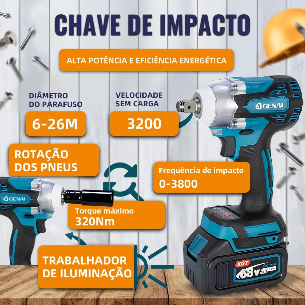 🔥【GENAI】🔥Kit Ferramentas Genai 68v 5 Em 1 Baterias E (MALETA DE BRINDE)